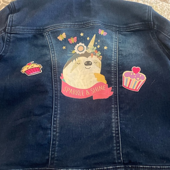 Gymboree kids Jean Jacket sz L 10-12 with Decals - Picture 3 of 7